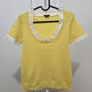 Theory Yellow Short Sleeve Sweater
